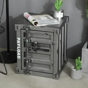 Shipping Container Side Table And Cabinet Storage